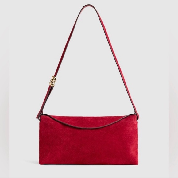 Madewell Handbags - MADEWELL The Date Night Shoulder Bag, Red Suede Gold Hardware Like New with Tags